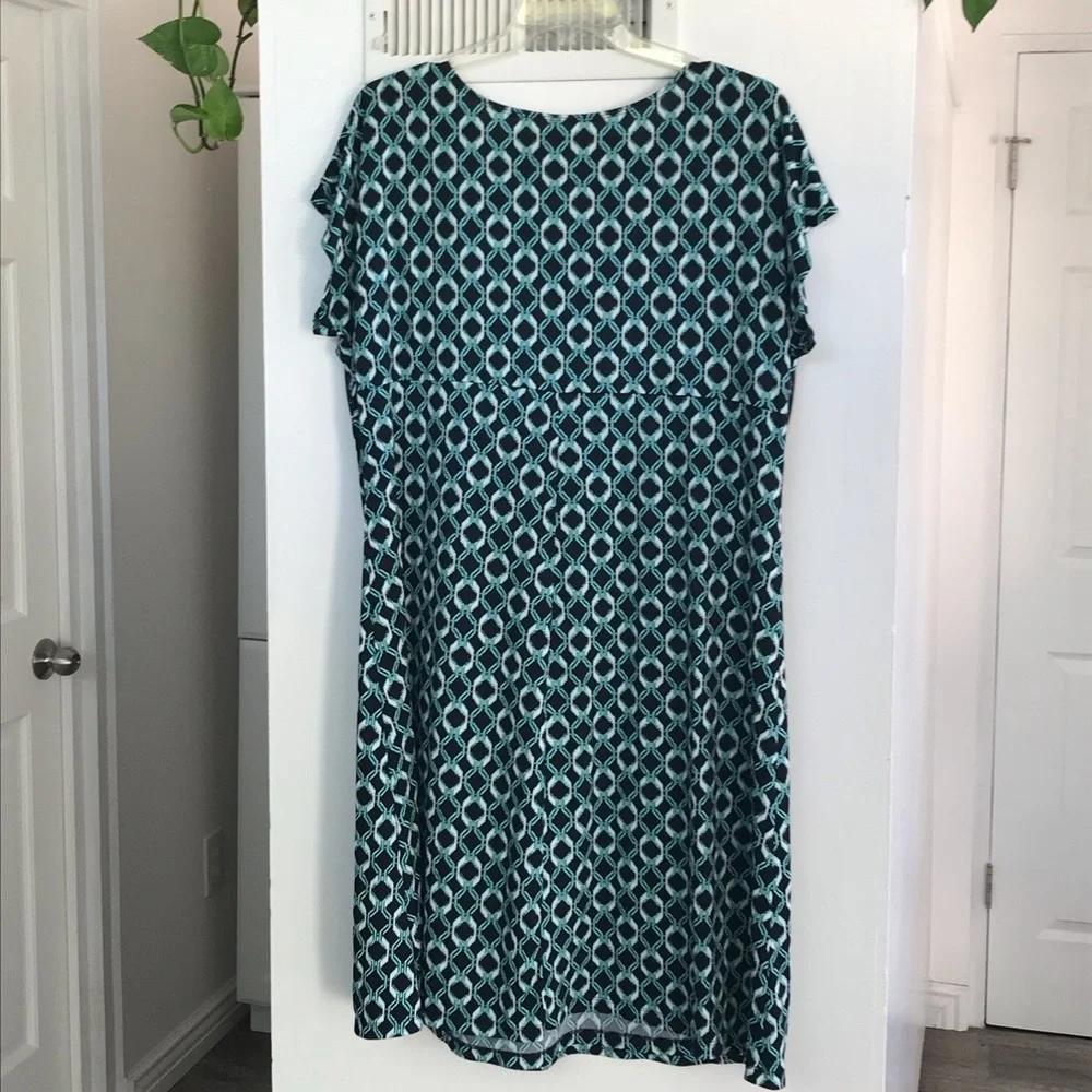 Perseption Women Blue Patterned Dress 3X